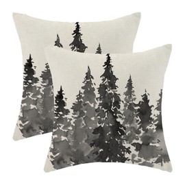AEIOAE Watercolor Black Tree Pillow Covers 20 X 20 Inch Set of 2, Nature Themed Christmas Winter Throw Pillow Covers Rustic Forest Pillowcase Decor for Couch Sofa Home Outdoor
