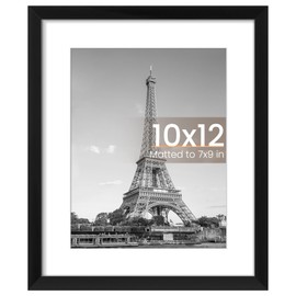 upsimples 10x12 Picture Frame, Display Pictures 7x9 with Mat or 10 x 12 Without, Wall Hanging Photo Frames, Black, 1 Pack