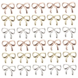 Mikinona Manicure Nail Set Bowknot Nail Charms Alloy Nail Rivets Metal Butterfly Decor for Parties Weddings and Daily Life