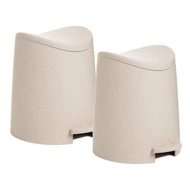 Small Plastic Bathroom Trash Can with Lid 3 Liter Modern Curved Step On Trash Can with Foot Pedal, Mini Kitchen Waste Bin, Durable and Soft Close for Bedroom, Office, Under Desk (Ecohome-2 Pack)