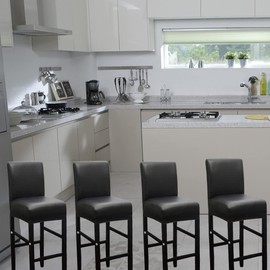 HFCNMY Bar Stool Covers,2 Pack Stretch Waterproof PU Covers with Backs Chair Barstool Slipcovers Back Pub Counter Elastic Bands Black (2023CLLPUGJYT0320-1)