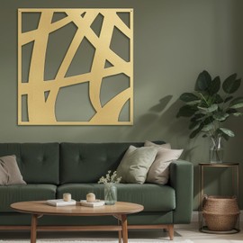 SIGNLEADER Metal Wall Art Decor Mid Century Abstract Lines Minimalist Modern Abstract Wall Sculpture Hangings Home Decoration for Living Room, Bedroom, Bathroom, Kitchen, Outdoor - 30" Gold