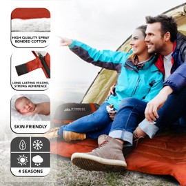 IFORREST Double Sleeping Bag for Adults - 2 Person Cold Weather(3-4 Seasons) Camping Bed, Extra-Wide & Warm - Queen Size XL (Orange/Double/XL)
