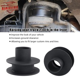 RiAiCiING 2" Front Leveling Kit Compatible with 2005-2024 Ford F250 F350 Super Duty 4WD, 2 inch High-Strength Steel Coil Spring Lift Spacers with Shock Mount Extenders & Sound Isolator