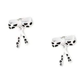 Claire's Front and Back Earrings, Black and White Polka Dot Bow