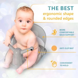 UD Baby Bath Seat Set Comfortable Non-Slip Chair for Infants & Toddlers for 6-36 Months Toilet Usage Grey Color