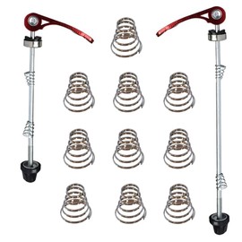 Zetatau Quick Release Skewers Bicycle Axle Front Rear Skewers Rod Steel Wheel +10 pcs Spring Replacements for Road Bike Mountain Bike Red