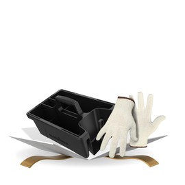 Blackstone Plastic Black Accessory Organizer Bundle with Work Gloves – Griddle Tool Caddy for Outdoor Cooking & Grilling – Convenient Storage Solution – Gift Set (2 Items)