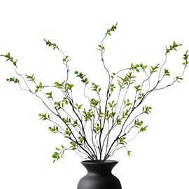 ACJRYO - Paquete de 4 ramas de árbol de ficus artificiales de 35.4 pulgadas, 12 tallos ultra esponjosos para jarrones altos, decoración de boda en casa y oficina