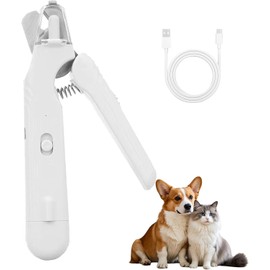 2-in-1 Pet Nail Grinder & Clippers for Dogs & Cats – LED Light, Low Noise, USB Rechargeable – Safe Nail Trimmer for Large, Medium & Small Breeds – Precise Grooming Tool with Dust Cap & Safety Guard