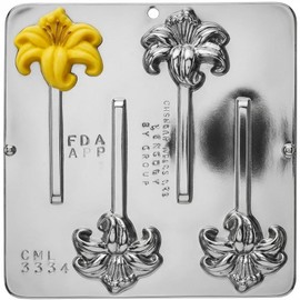 Day Lily Lollipop Chocolate Candy Mold 3334 with 4 Cavities, Each Piece Approximately 2.5" x 2.5"