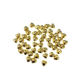 Syntego 50pcs Flat Backed Metallic Gold Pearl Heart Shaped Bead Embellishments for Crafting
