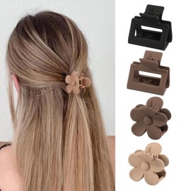 GENHY Hair Clips, 4-Pack, 4 cm Medium Matte Non-Slip Claw Clips for Thin Hair, for Women and Girls