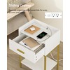 Acodaiuy Nightstand with Charging Station,3-Tier Modern Bedside Table Night Stand