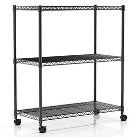 Simple Deluxe Clothes Rack, Heavy Duty Clothing Rack, 3-Shelf Portable Adjustable Wardrobe Closet with Wheels, 24.02" W x 13.78" D x 31.98" H, Black