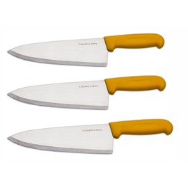 8" Columbia Cutlery Commercial Chef/Cook Knife - Yellow Fibrox Handle - Razor Sharp and Dishwasher Friendly (3 Pack - 8" Yellow Chef)