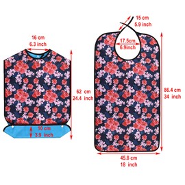 CACTIYE Waterproof Adult Bibs for adults Eating Cloth for Elderly Seniors and Disabled Terry bib Clothing Protectors (Butterfly +Black-flower+ Rose)