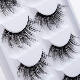 ICYCHEER False Eyelashes, 3D False Eyelashes, Reusable, Long, Thick Eyelashes for Extending Makeup Eyelashes, 5 Pairs Handmade Dramatic False Eyelashes with Eyelash Clip (TY86)