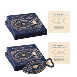 Ichthys Jesus Fish Bottle Opener & Fridge Magnet, Christian Gift (2 pcs)-a