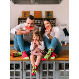 Dedoles Socks, Unisex, Women, Men and Children, Cotton, Many Fun Designs, Football, Bicycle, Horses, Plants, Fire Brigade, Gift, Left, Right, Various, Red (watermelon)