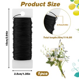 Giantree Floral Wire - 38 Yards, 114 Ft, 22 Gauge Flexible Wire for Crafts, DIY Wreaths, Arrangements, Bouquets, Stem Wrapping, Christmas Wreaths, Tree, Wedding Bouquets (Black)