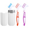 Josojoou 3PCS Denture Brush with 1 White Carrying Case, Multi-Layered