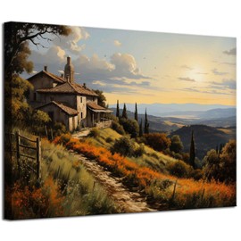 ZYGARTEQ Rustic Farmhouse Canvas Wall Art Nature Wildflower Field Landscape Prints Vintage Country Wall Decor Pictures for Living Room Bedroom Home Decoration 12x16in