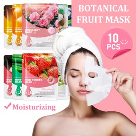 10Pcs Hydrating Facial Sheet Masks,Daily Skincare Face Mask Set,Nourishing Face Masks for Women,Moisturizing Facial Mask for All Skin Type 06
