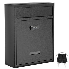 Wall Mount Mailbox (Upgraded Design), 12 Inch Metal Mailbox with Key and Password Combination Lock, Waterproof Wall Mount Mailboxes for Outside, Security Drop Box with Transparent Window…