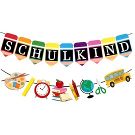 WUSJCOF School Decoration Girl - School Child Garland Pastel - First Day of School Banner Made of Paper - Hanging Decoration for School Introduction and First Day of School Party