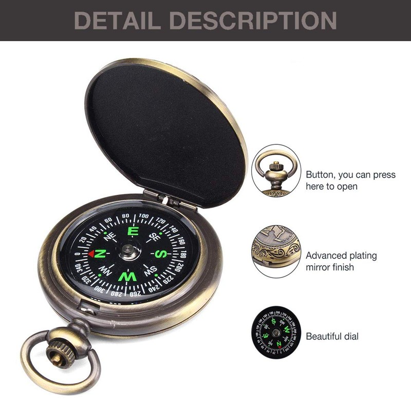 iwobi Compass Outdoor Navigation, Brass Compass Outdoor Portable, Pocket Compass