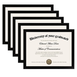 upsimples Certificate Frame with High Definition Glass, 8.5 by 11 Picture Diploma Document Frames for Wall and Tabletop, Black 5 Pack