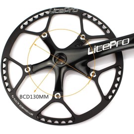 BESNIN Crankset 53T 56T 58T Single Speed Bike Crankset 170mm BCD Single Crankarms for Bicycle Square crankset Black (53T)