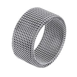 Bandmax Mesh Ring Women Men Stainless Steel Twist Finger Ring Mesh Band Ring with 5.8 mm / 10.2 mm Wide Partner Ring Simple Ring Chic Fashion Jewellery Accessory Ring Size 54-67 mm, No Gemstone