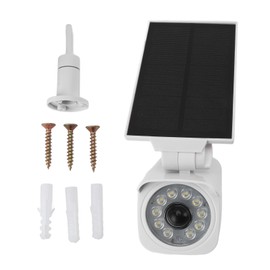 Solar Powered Fake Security Camera with Light IP65 Waterproof Simulated Surveillance Camera Motion Sensor Solar Light for Outdoor Night Safety Warning White