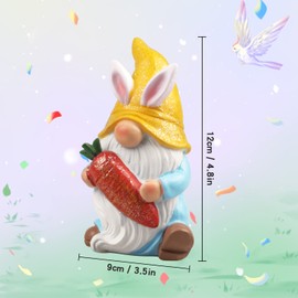 Songjum Pack of 2 Gnome Easter Resin with Shimmering Powder Gnome Figures Easter Resin Gnome Decoration Easter for Home Table Tiered Tray Shelf Decor