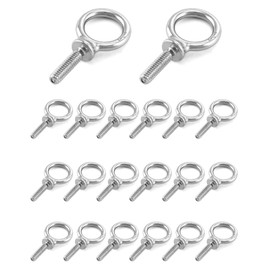 QWORK Eye Bolt, 20 Pack 1/4" - 20 x 1 Marine Grade Stainless Steel Lifting Ring Threaded Eyebolt Machinery Shoulder Eyebolts