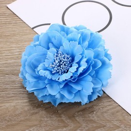 TOKIMMASH Boho Peony Flower Hair Clip, Baby blue Material, Dual Hair Clip and Brooch Pin Backing, Bohemian Style, Suitable for Various Occasions, Women's Hair Accessories