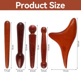 Pack of 5 Wooden Massage Sticks, Triangle Massager for Shoulder, Back, Leg Relaxation, Trigger Wood Acupressure Pen, Massage Wood Set for Relaxation Feet, Neck, Shoulders and Arms