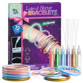 Byncceh Liquid Glitter Bracelets Making Kit, Pack of 12 Friendship Bracelets, DIY Girls, Craft Sets for Girls 8 Years, DIY Creative Bracelets Gift for Girls 6 7 8 9 10 11 12 Years