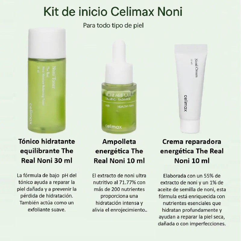 Celimax Noni Starter Kit 3 Pzas: Toner, Ampolleta Y Crema