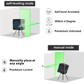 Laser Level, RockSeed Cross Line Laser with Self-Leveling, Vertical and Horizontal Line, Rotatable 360 Degree, Carrying Pouch, Battery Included(Green)