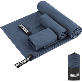 YAYUSI Toalla Microfibra Secado Rápido,3 Toallas De Viaje,Suave y Ligera Toalla Deportiva para Playa, Natación, Yoga, Gimnasio, Camping, Senderismo(Azul Marino)