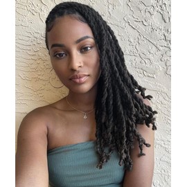 ADIASAI 0.6cm Width 14 Inch 30 Strands 100% Human Hair Loc Extensions, Full Handmade Dreadlock Extensions for Men Women Kids Can Be Dyed and Bleached with Needle and Comb Unprocessed Natural Black