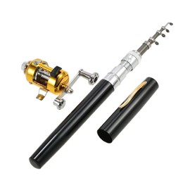 Fishing Reel,HUIOP Fishing Rod Reel Combo Kit Set Mini Telescopic Portable Pocket Pen Fishing Rod Pole + Reel Aluminum Alloy Fishing Accessories