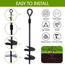 Attimal Ground Anchors Screw in - Heavy Duty Ground Anchors Set of 5 for Garden, Swing Sets, Trampoline, Shed, and Outdoor Support, Wide Design with Sharp Tips & Spiral Blades for Stability