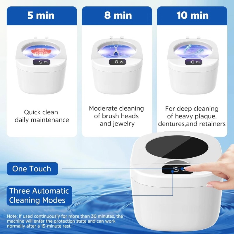 Zyntieu 45kHz Ultrasonic Denture & Retainer Cleaner Machine - Professional