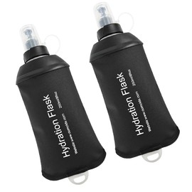 WILDREEDS 250ml Soft Flask, TPU Collapsible Soft Water Bottle for Hydration Pack, Running Vest, Folding Water Bottle for Hiking Cycling Climbing-2Pcs, Black