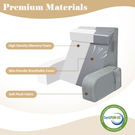 BEYOUDO Reading Pillow for Sitting in Bed Adult, Back Pillow for Bed Sitting up, Back Support Pillow with Removable Armrests for Working Gaming/Resting on Couch or Floor (Gray/Gray)