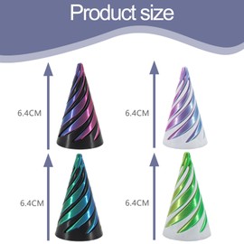 4 Pairs Spiral Cone Fidget Toys, 3D-Printed Sensory Stress Relief Pyramid Fidget Toys, 6.4CM Conical Hand Spinners for Office, School, Home Use - Anxiety Relief & Focus Enhancement Tool